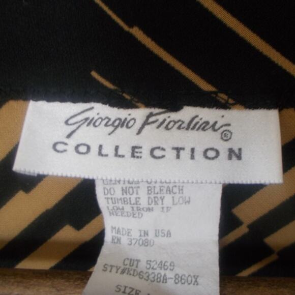 Vintage Giorgio Fiorliri Black  & Tan Abstract Print Dress Sz Large - Picture 3 of 7